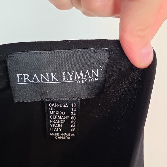 Frank Lyman Black Draped Mesh Sleeve Top Size 12 - Picture 5 of 8